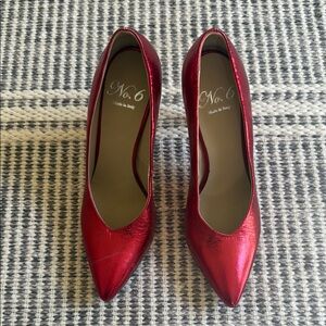 No. 6 Metallic Red Heels